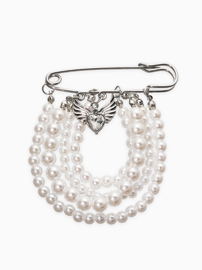 Булавка «Жемчужная россыпь», 6.5 см, d подвесок=5+6+8 см, белая в серебре