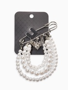 Булавка «Жемчужная россыпь», 6.5 см, d подвесок=5+6+8 см, белая в серебре - фото 63131147