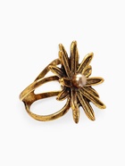 Кольцо для платка «Цветок Астра», белое в чернёном золоте 10904667