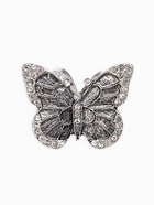 Кольцо для платка «Бабочка», белое в чернёном серебре - Фото 1