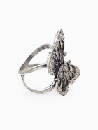 Кольцо для платка «Бабочка», белое в чернёном серебре - Фото 2