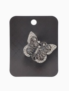 Кольцо для платка «Бабочка», белое в чернёном серебре - Фото 4