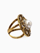 Кольцо для платка «Цветок в круге», белое в чернёном золоте 10904674