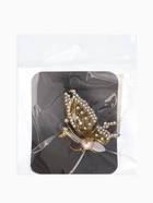 Кольцо для платка «Бабочка профиль», белое в чернёном золоте - Фото 6