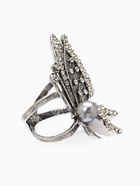 Кольцо для платка "Бабочка профиль", цвет белый в чернёном серебре 10904677