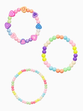 Браслеты детские «Выбражулька. Сердце и Бусинки», набор 3 шт. цветной
