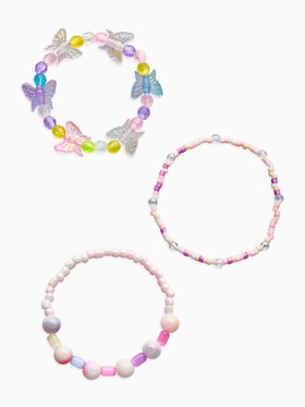Браслеты детские «Выбражулька. Бабочки и бусины», набор 3 шт. цветной
