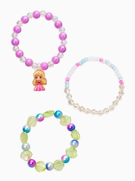 Браслеты детские «Выбражулька. Принцесса и бусинки», набор 3 шт. цветной (комплект 2 шт)
