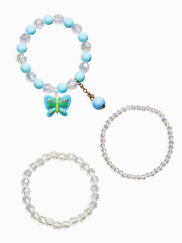 Браслеты детские с подвеской «Выбражулька. Бабочка и бусинки», набор 3 шт. цветной - Фото 1