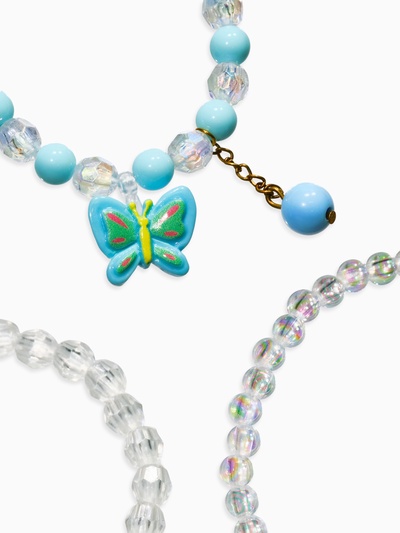 Браслеты детские с подвеской «Выбражулька. Бабочка и бусинки», набор 3 шт. цветной