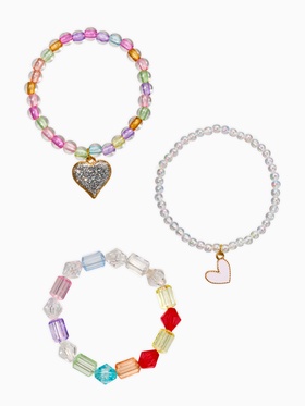 Браслеты детские «Выбражулька. Сердца и бусинки», набор 3 шт. цветной (комплект 2 шт)