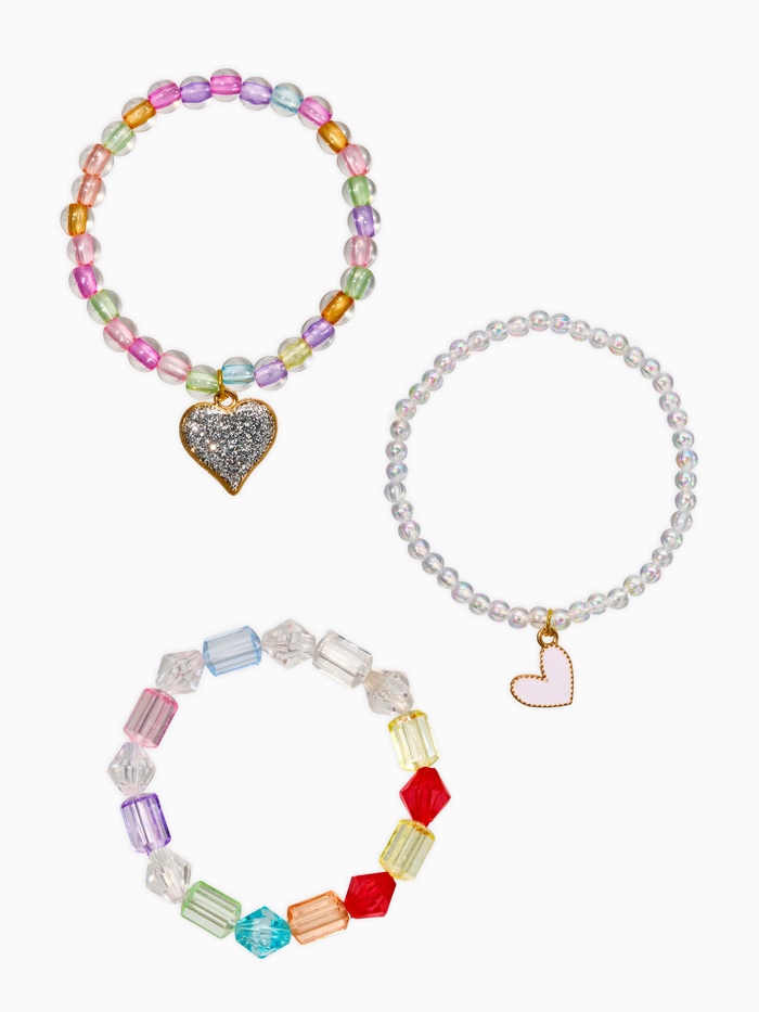 Браслеты детские «Выбражулька. Сердца и бусинки», набор 3 шт. цветной - Фото 1