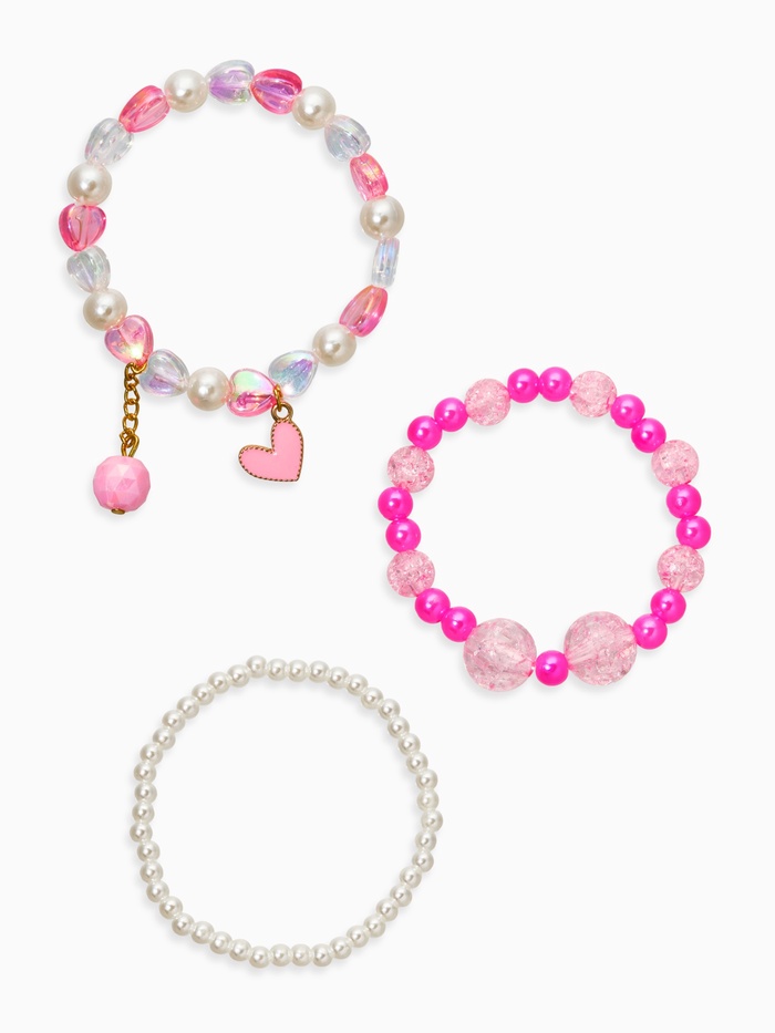 Браслеты детские с подвеской «Выбражулька. Сердце», набор 3 шт. жемчуг, цветной - Фото 1