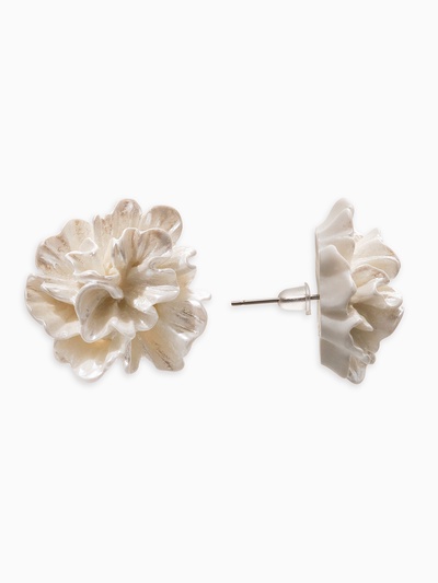 Серьги «Цветок бархатец», цвет белый перламутр