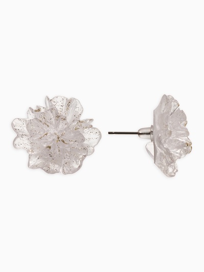 Серьги с блёстками «Цветок ажурный воздушный», прозрачные, белые