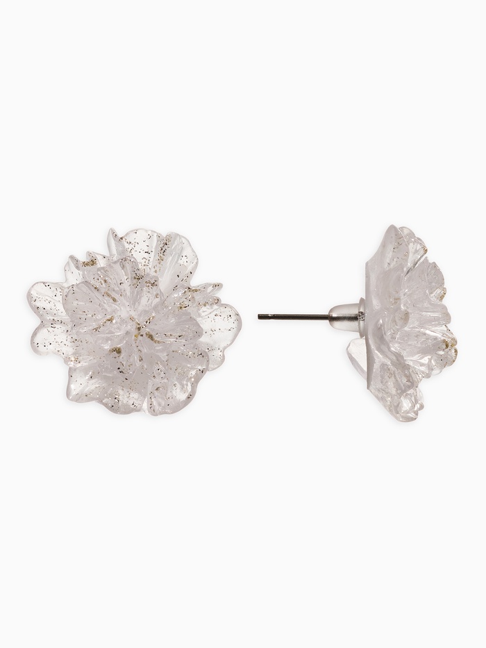 Серьги с блёстками «Цветок ажурный воздушный», прозрачные, белые - Фото 1