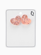 Серьги с поталью «Сердце блестка», розовые в серебре - Фото 3