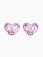 Серьги с поталью «Сердце блестка», сиреневые в серебре - Фото 2