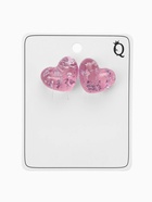 Серьги с поталью «Сердце блестка», сиреневые в серебре - Фото 3