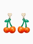 Серьги «Вишня» сердечки, красно-жёлтые в золоте (комплект 2 шт) - фото 63131270