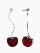 Серьги «Черешня», бордовые в серебре - Фото 2