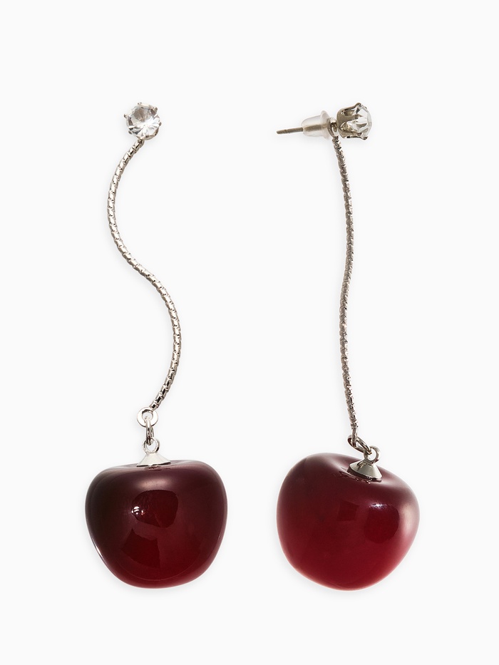 Серьги «Черешня», бордовые в серебре - Фото 1