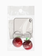 Серьги-кольца "Черешня с листочком", цвет бордовый в серебре 10904778