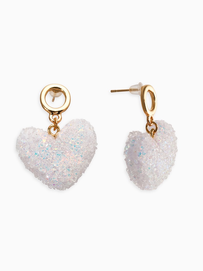 Серьги «Сердце сахарное», белые в золоте - Фото 1