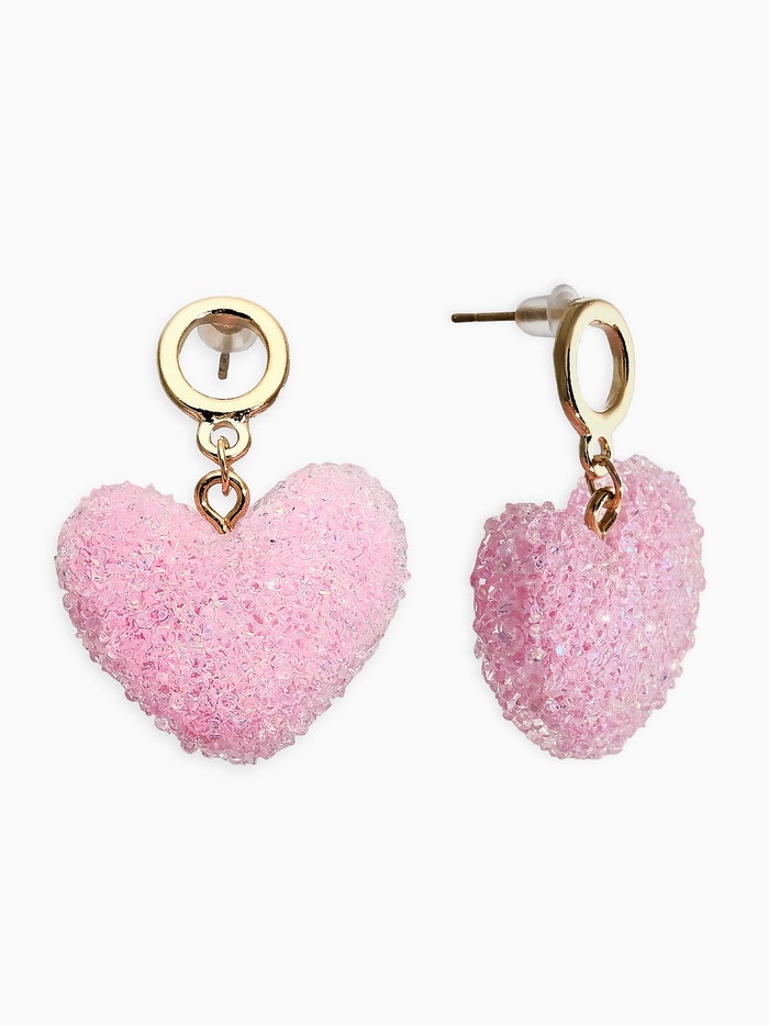 Серьги «Сердце сахарное», розовые в золоте - Фото 1