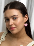Серьги «Сердце сахарное», розовые в золоте - Фото 1