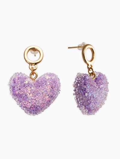Серьги «Сердце сахарное», фиолетовые в золоте