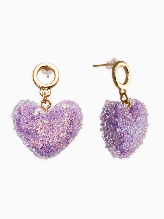 Серьги «Сердце сахарное», фиолетовые в золоте - Фото 1