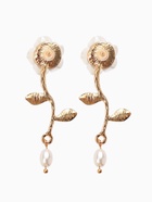 Серьги «Цветок розы», белые в золоте 10904786