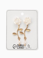 Серьги «Цветок розы», белые в золоте 10904786