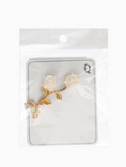 Серьги «Цветок розы», белые в золоте 10904786