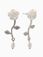 Серьги «Цветок розы», белые в серебре 10904787