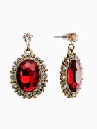 Серьги со стразами «Овал грань», красные в золоте 10904788