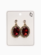 Серьги со стразами «Овал грань», красные в золоте 10904788