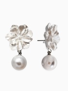 Серьги «Цветок с жемчугом», белые в серебре - фото 63131299