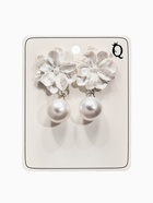 Серьги «Цветок с жемчугом», белые в серебре - Фото 3