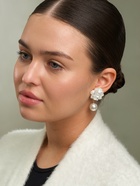 Серьги «Цветок с жемчугом», цвет молочный в золоте - Фото 1