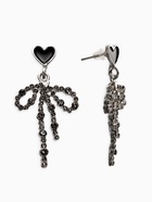 Серьги «Бантики с сердечками», чёрно-серые в серебре - Фото 1