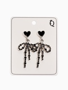 Серьги «Бантики с сердечками», чёрно-серые в серебре - Фото 2