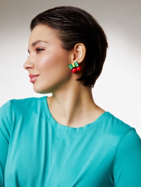 Серьги «Стильная вишня», цветные