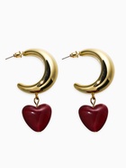 Серьги «Новый стиль. Сердечки», бордовые в золоте d=3 см - фото 63131313