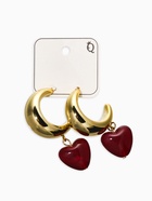 Серьги «Новый стиль. Сердечки», бордовые в золоте d=3 см - фото 809610907