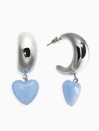 Серьги «Новый стиль. Сердечки», голубые в серебре d=3 см - фото 63131315