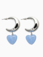 Серьги «Новый стиль. Сердечки», голубые в серебре d=3 см - фото 63131316