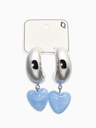 Серьги «Новый стиль. Сердечки», голубые в серебре d=3 см - фото 63131317