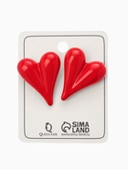 Серьги «Вытянутые сердечки», красные в золоте - Фото 3